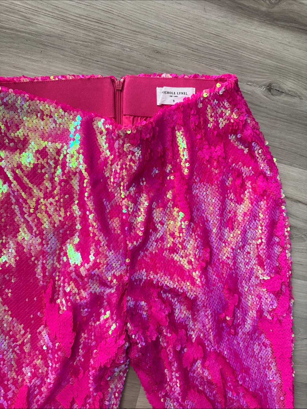 Iridescent Hot Pink Sequin Flare Pants - Picture 2 of 7